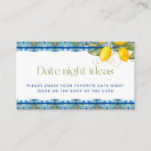 レモンイタリアンタイルブライダルシャワーデート夜 エンクロージャーカード (正面)