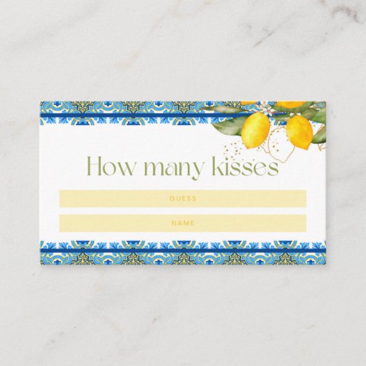 レモンイタリアンタイル夏ブライダルシャワーキス エンクロージャーカード (正面)