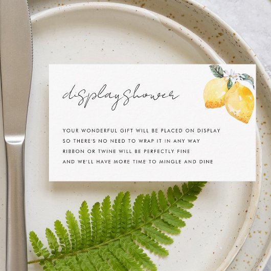 レモンイタリアンディスプレイシャワー要求ブライダルシャワー エンクロージャーカード