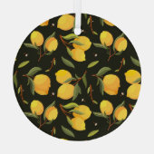 レモンイラストレーション:手のシ色彩の鮮やかームレームパターン。 ガラスオーナメント (裏面)