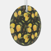 レモンイラストレーション:手のシ色彩の鮮やかームレームパターン。 ガラスオーナメント (正面右)