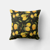 レモンイラストレーション：手のシ色彩の鮮やかームレームパターン。 クッション (裏面)