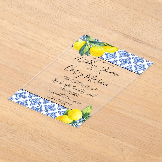 レモンウェディングシャワー アクリル招待状 (レイダウン)