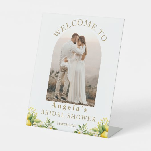 レモンウェルカムモダンエレガントブライダルシャワー写真 台座サイン (正面)
