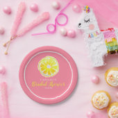 レモンウォーターカラーとピンクブライダルシャワー ペーパープレート (パーティー)