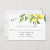 レモンウォーターカラーウェディングRSVP返信 出欠カード (正面)