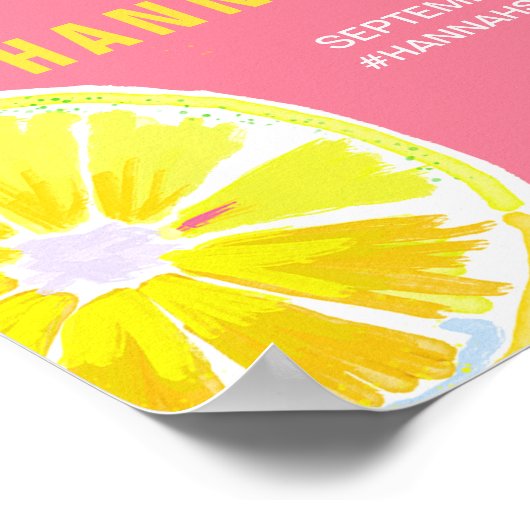 レモンウォーターカラーピンクブライダルシャワーへようこそ ポスター (角)