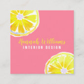 レモンウォーターカラーピンクモダン スクエア名刺 (正面)