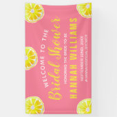 レモンウォーターカラーブライダルシャワーウェルカムピンク 横断幕 (縦)