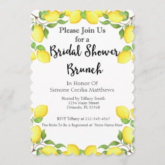 レモンウォーターカラーブライダルシャワーブランチ招待状 招待状
