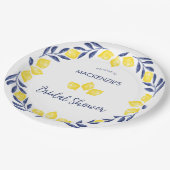 レモンウォーターカラーブライダルシャワー パーソナライズされた ペーパープレート (アングル)