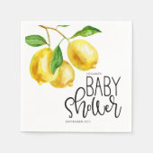 レモンウォーターカラーベビーシャワーナプキン スタンダードカクテルナプキン (正面)