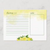 レモンウォーターカラーレシピフラットカード (裏面)