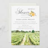 レモンウォーターカラーワイナリービニヤードブライダルシャワー 招待状 (正面/裏面)