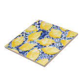 レモンウォーターカラー地中海のブルーホワイトタイル タイル (側面)