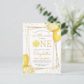 レモンウォーターカラー1st誕生日パーティの招待状 ポストカード (スタンド正面)