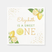 レモンウォーターカラー1st誕生日パーティー スタンダードカクテルナプキン (正面)