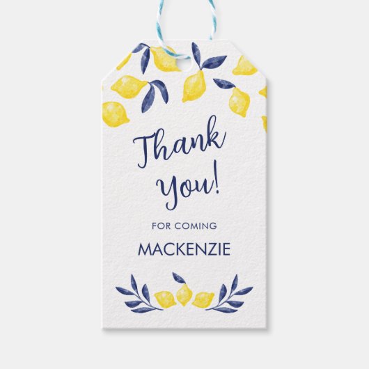 レモンウォーターパーソナライズされたカラーサンキュー ギフトタグ (正面)