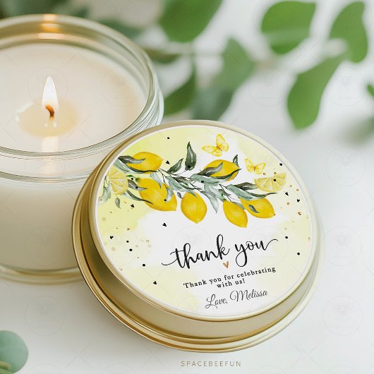 レモンウォーターブライダルシャワーシールのラベル ラウンドシール