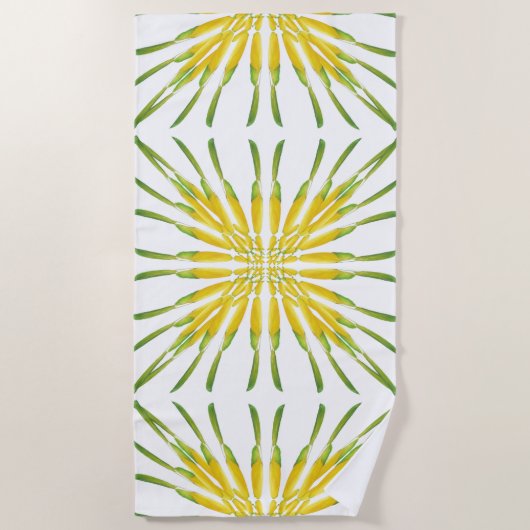 レモンウォーター絵画カラーのパターン ビーチタオル (正面)