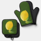 レモンウォーター絵画カラーズアートデザイン 鍋つかみ&鍋敷きセット (正面/裏面)