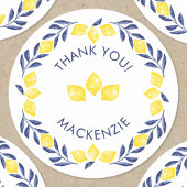 レモンウォーター色ありがとうパーソナライズされた ラウンドシール