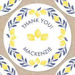 レモンウォーター色ありがとうパーソナライズされた ラウンドシール