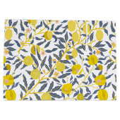 レモンエレガントつる植物のパターンで色を選ぶ ラージペーパーバッグ (裏面)