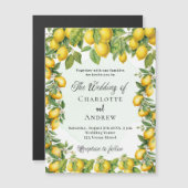レモンエレガントの緑の結婚贅沢 マグネット招待状 (正面/裏面)