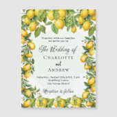 レモンエレガントの緑の結婚贅沢 マグネット招待状 (正面)