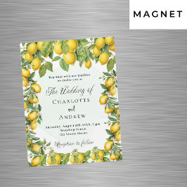 レモンエレガントの緑の結婚贅沢 マグネット招待状