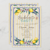 レモンオリーブ硝子黄ストライプ色バチェロレッテ 招待状 (正面/裏面)