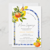 レモンオレンジのメイン絞りブライダルシャワー招待 招待状 (正面)