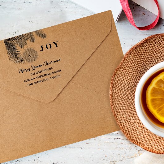 レモンオレンジモダン色メリークリスマスジョイ セルフインキングスタンプ