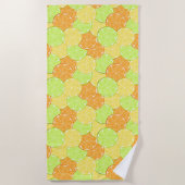 レモンオレンジライムフルーツ片柑橘類フルーツオレンジ ビーチタオル (正面)
