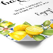 レモンオンブルータイルフラワーバーサイン ポスター (角)