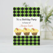 レモンカップケーキ誕生日招待状 招待状 (スタンド正面)