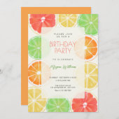 レモンカラフル誕生日 招待状 (正面/裏面)