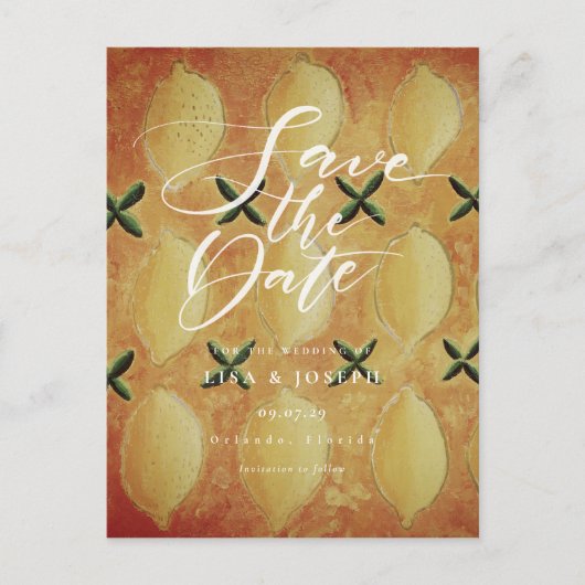 レモンカントリー手書き風Save the Date ポストカード (正面)