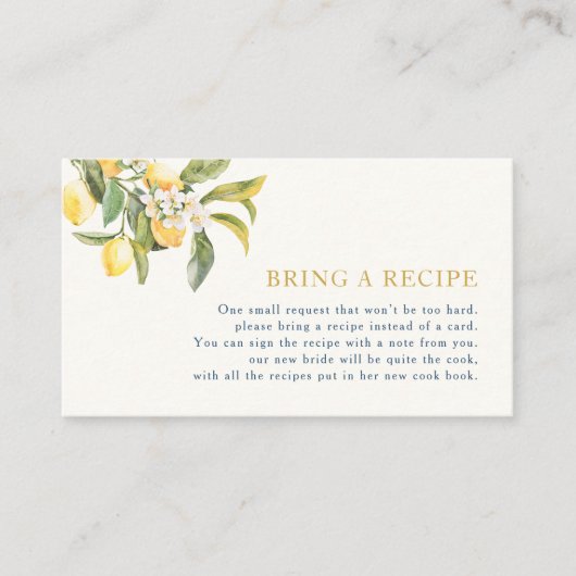 レモンカードを持ってレシピ エンクロージャーカード (正面)