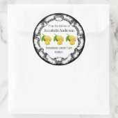 レモンカードラベルのパーソナライズ ラウンドシール (バッグ)