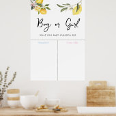 レモンガーデンガールまたは男の子のベビージェンダー投票サイン ポスター (キッチン)