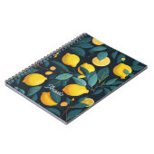 レモンガーデンパターン。黄色い熱帯柑橘類の果実 ノートブック (左側)