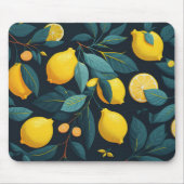 レモンガーデンパターン。黄色い熱帯柑橘類の果実 マウスパッド (正面)