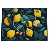 レモンガーデンパターン。黄色い熱帯柑橘類の果実 ラージペーパーバッグ (正面)