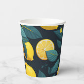 レモンガーデンパターン。黄色い熱帯柑橘類の果実 紙コップ (裏面)