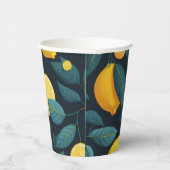 レモンガーデンパターン。黄色い熱帯柑橘類の果実 紙コップ (右)