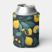レモンガーデンパターン。黄色い熱帯柑橘類の果実 缶クーラー (缶正面)