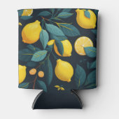 レモンガーデンパターン。黄色い熱帯柑橘類の果実 缶クーラー (正面)