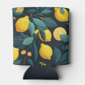 レモンガーデンパターン。黄色い熱帯柑橘類の果実 缶クーラー (裏面)